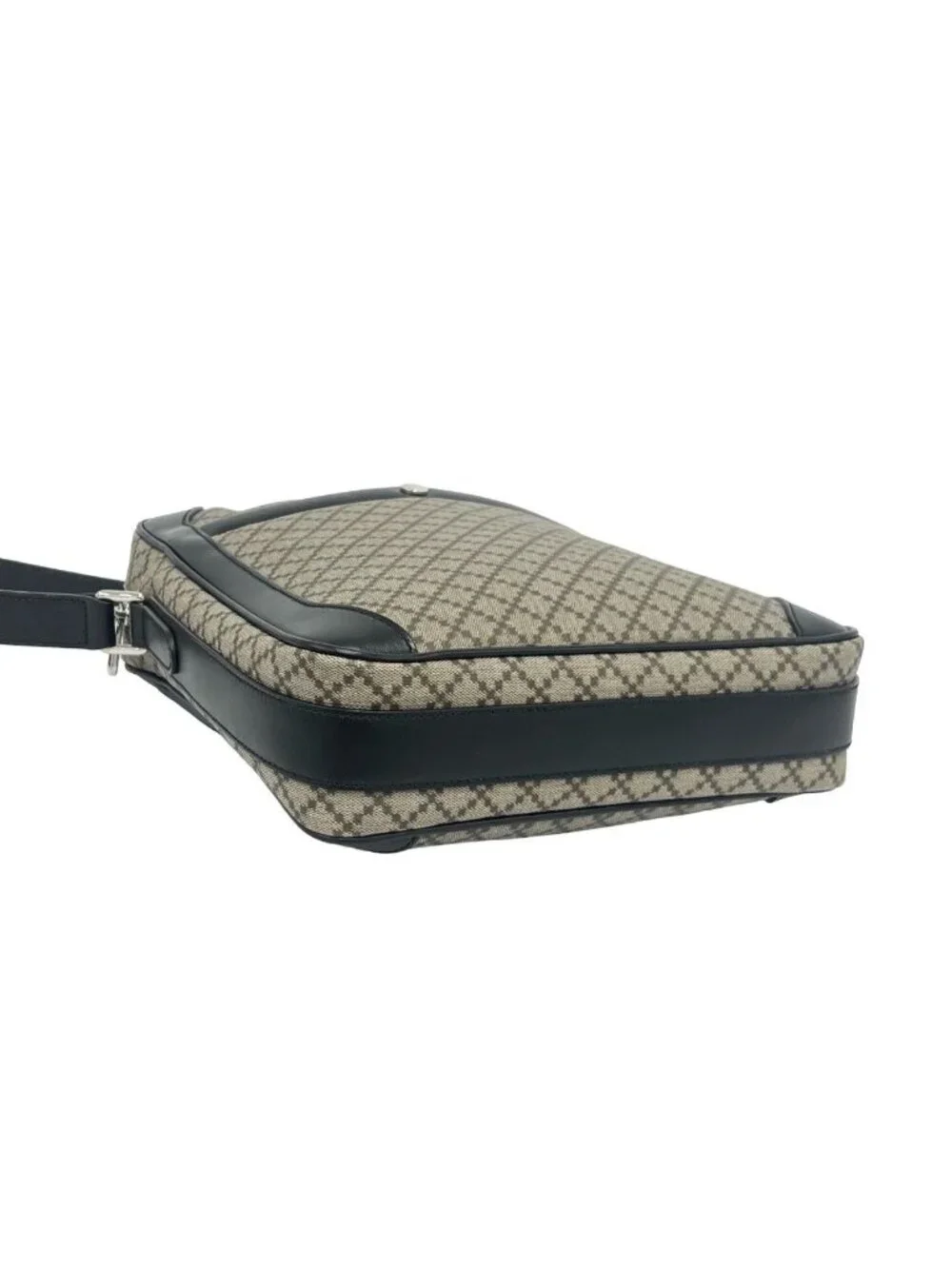 Gucci Diamante Leather Shoulder Bag Crossbody Pochette Cross Beige Black